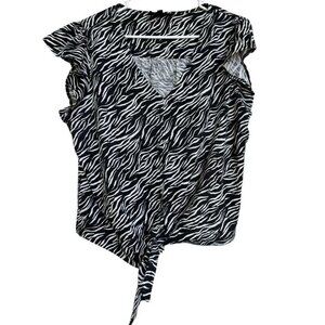 Jane & Delaney Tie Waist Black White Size XL Top Blouse